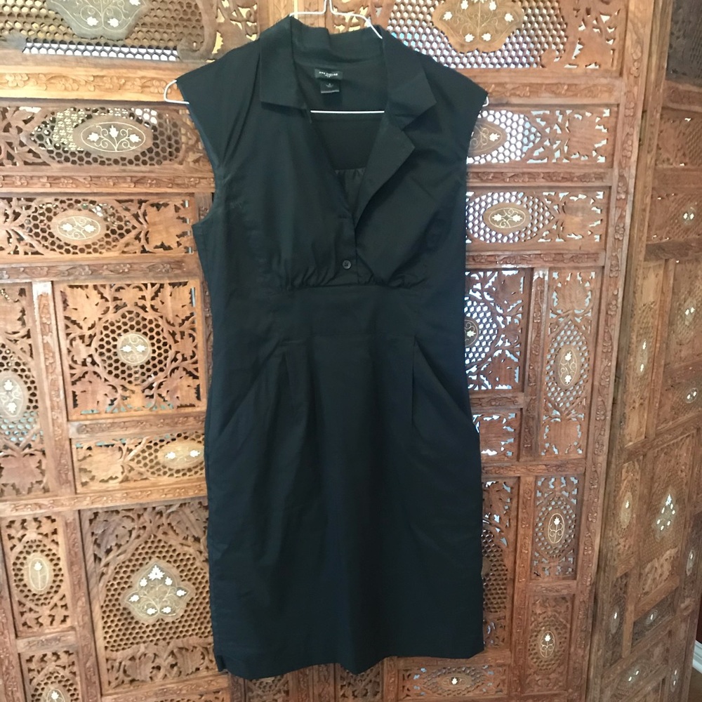 Fitted Black Button Top Dress with pockets